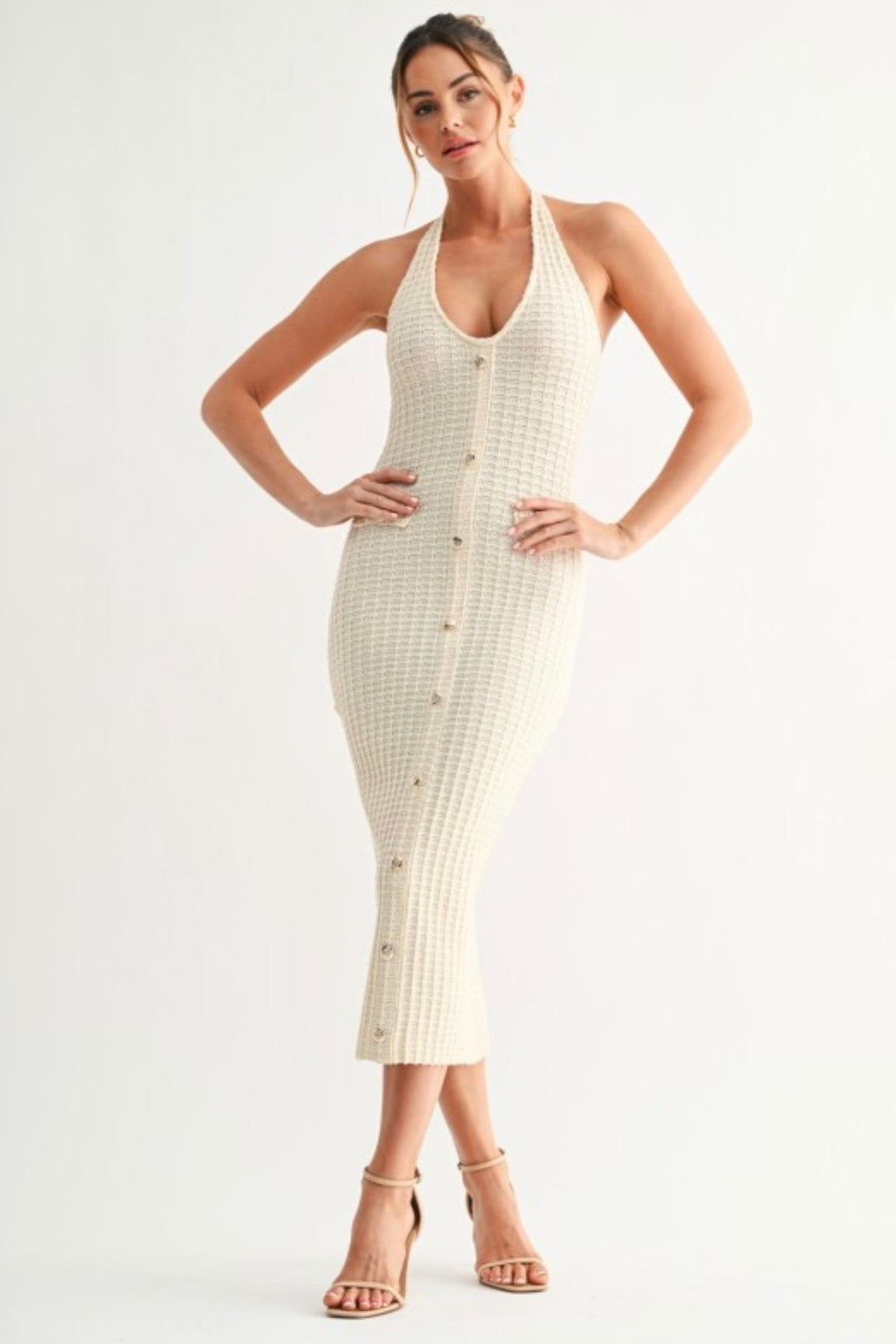 Roselle Button Knit Midi Dress