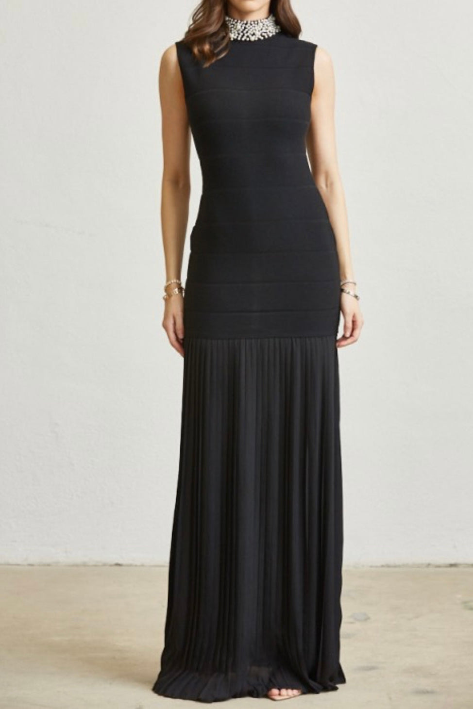 Pearl Collar Maxi Dress Black / Small