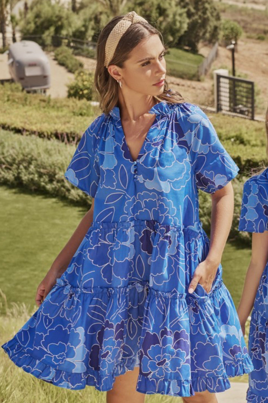 Maris Poplin Tiered Mini Dress Print / Medium
