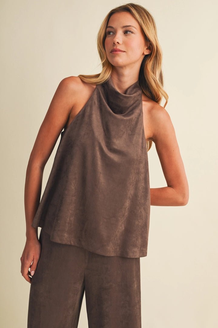 Azriel Halter Suede Top
