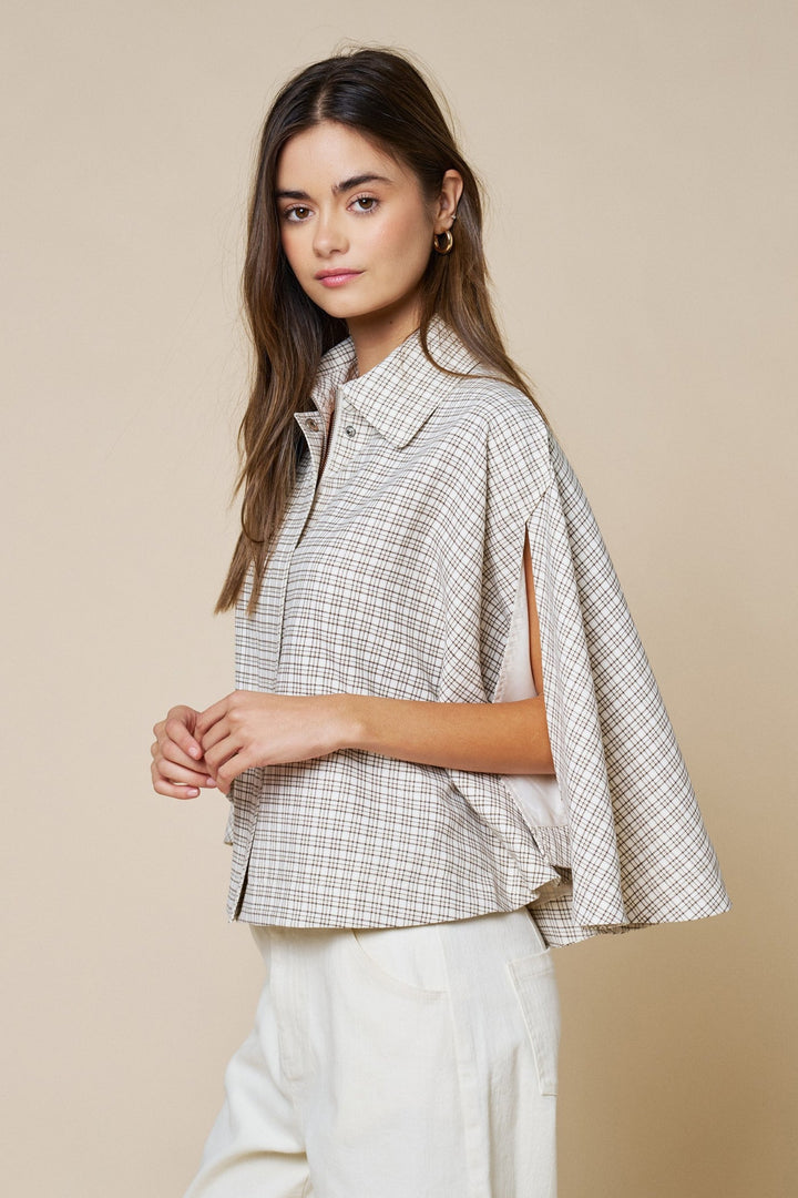 James Collared Poncho Top