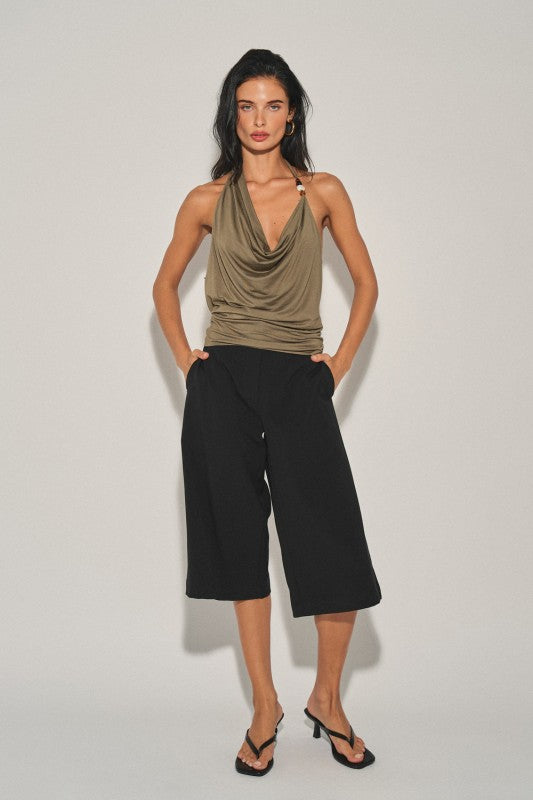 Sunset Knit Draped Halter Top