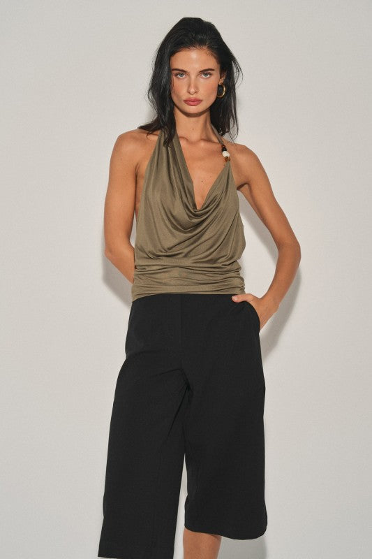 Sunset Knit Draped Halter Top