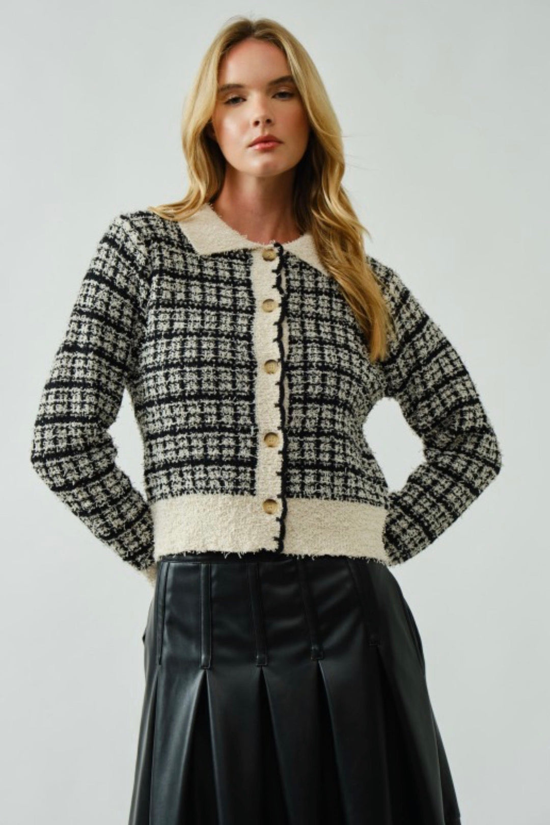 Monroe Tweed Style Button Cardigan
