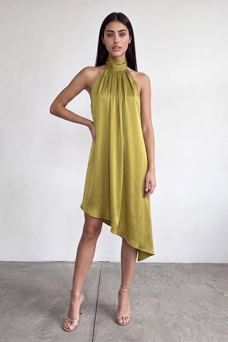 Stay Darling Asymmetrical Hem Halter Dress
