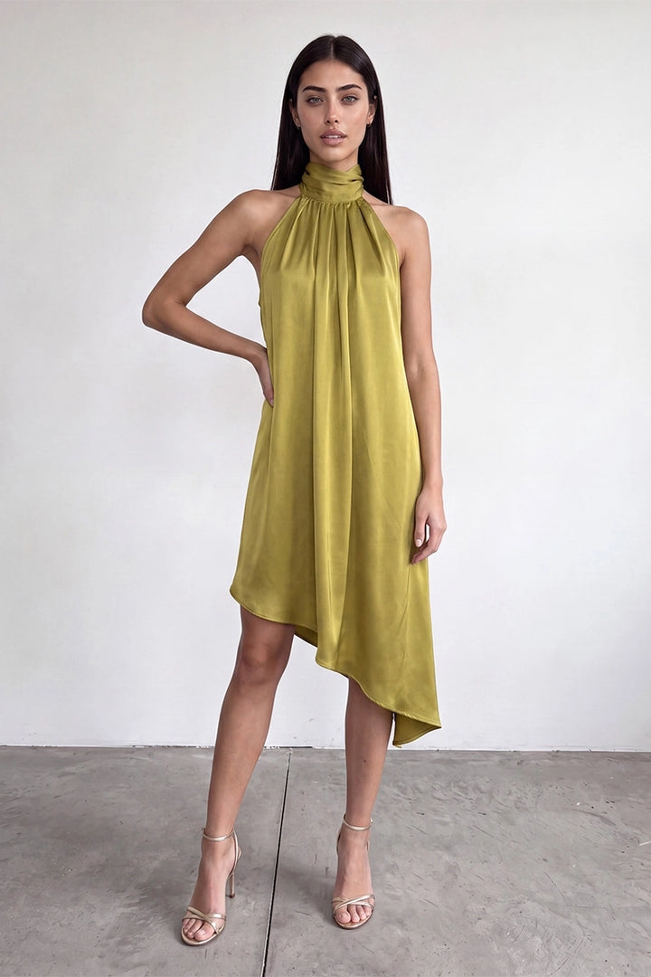Stay Darling Asymmetrical Hem Halter Dress