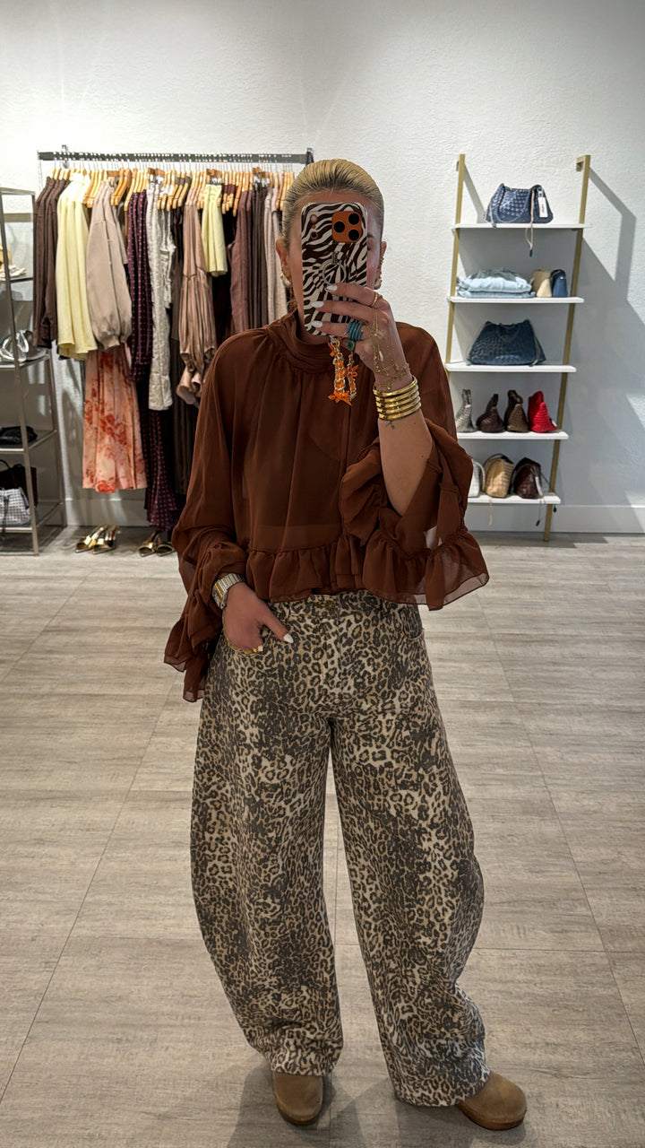 Mock Neck Ruffle Top