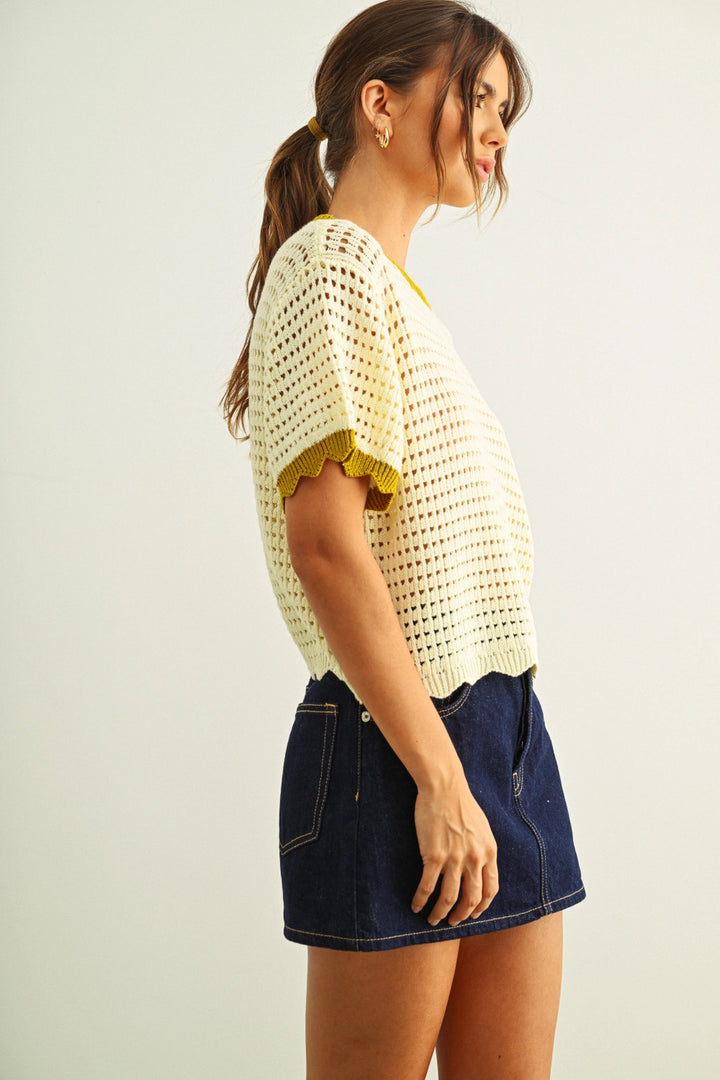 Zya Scallop Detail Knit Top