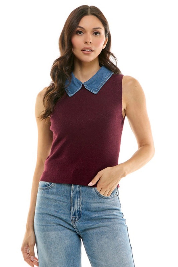 Farren Denim Collar Top