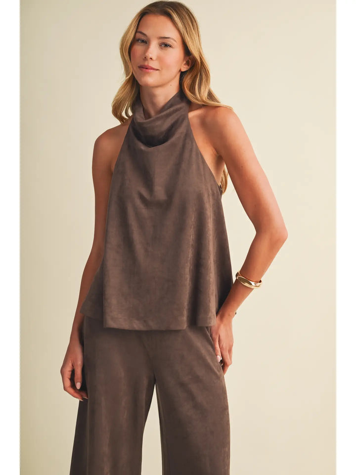 Azriel Halter Suede Top
