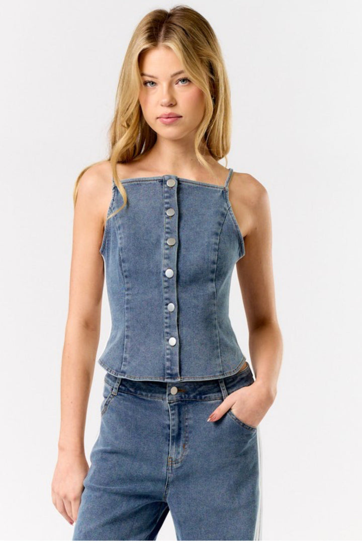Free Denim Striped Top