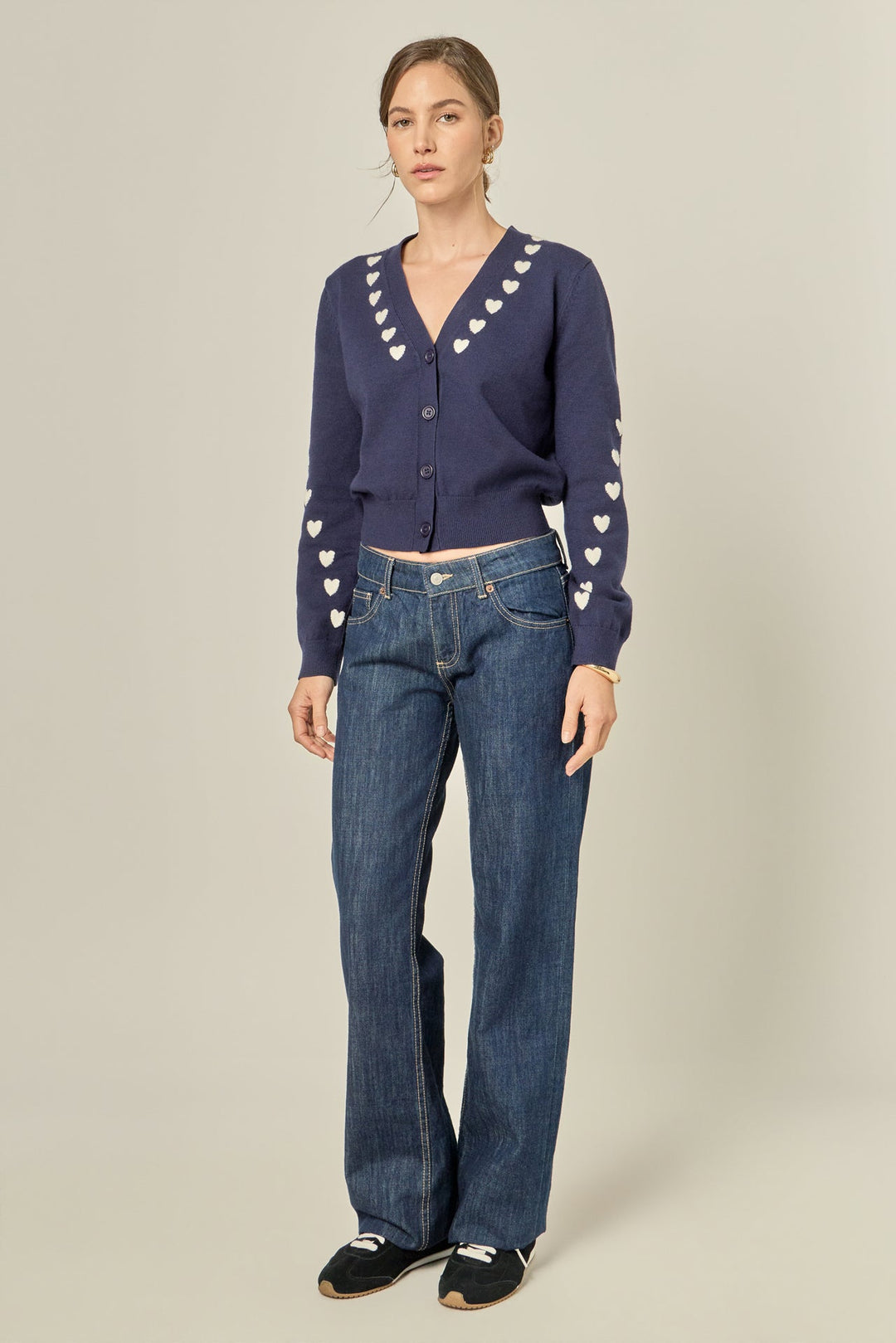 Heart Accent Knit Cardigan