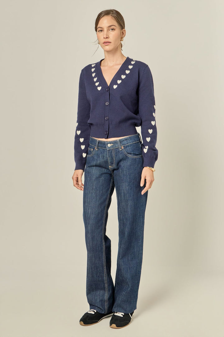 Heart Accent Knit Cardigan