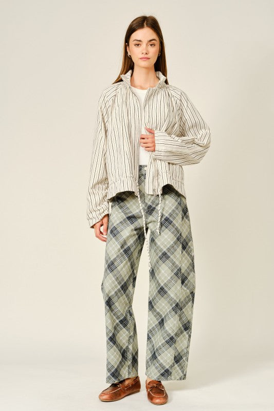 Evening Pinstripe Funnel Neck Jacket