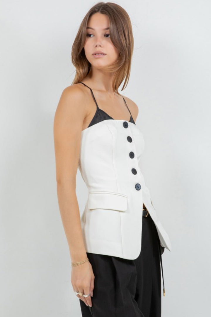 Zalea Button Down Vest Top