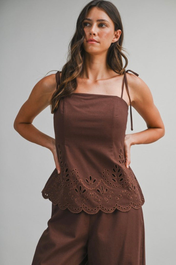 Amaya Embroidered Tie Strap Top