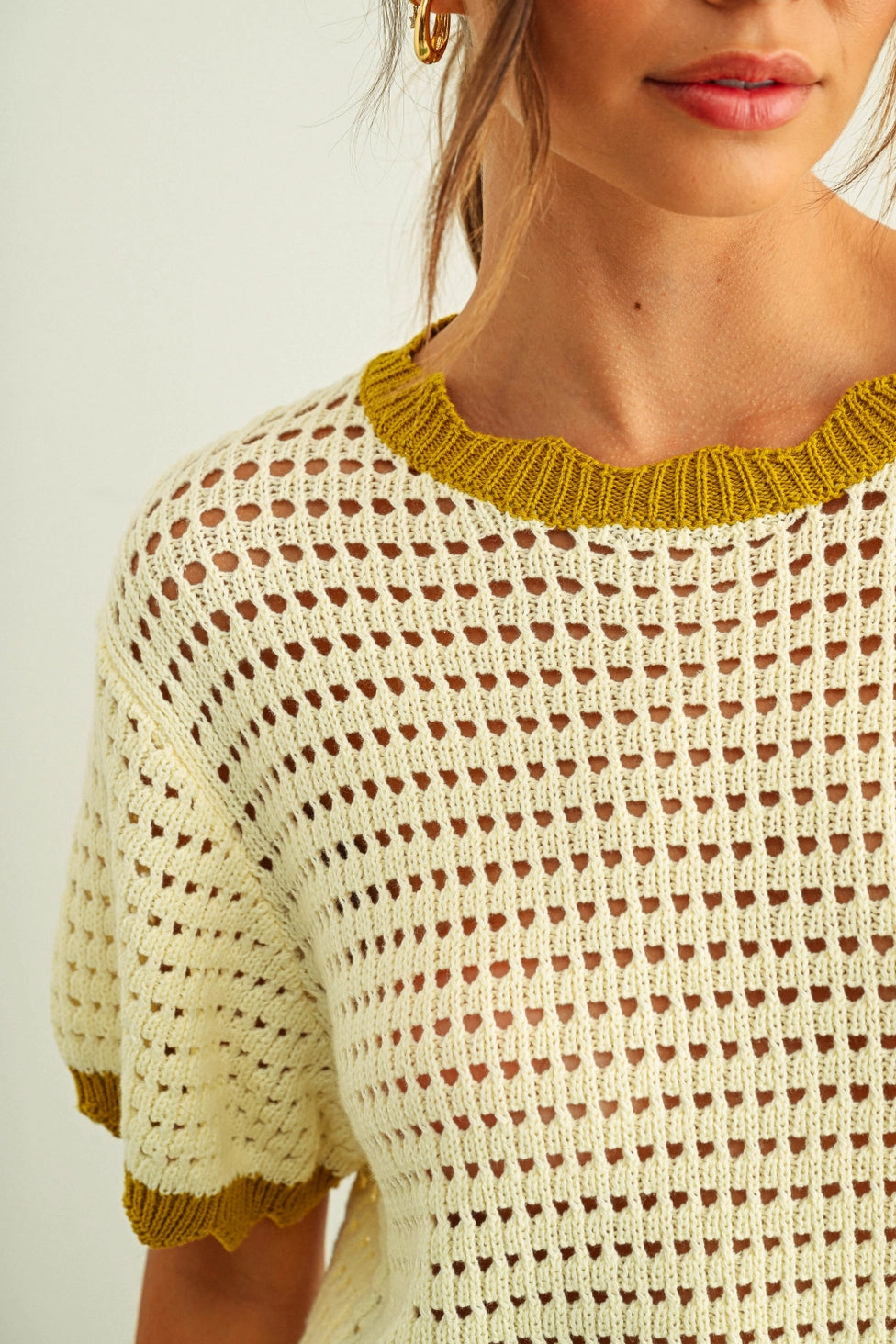 Zya Scallop Detail Knit Top