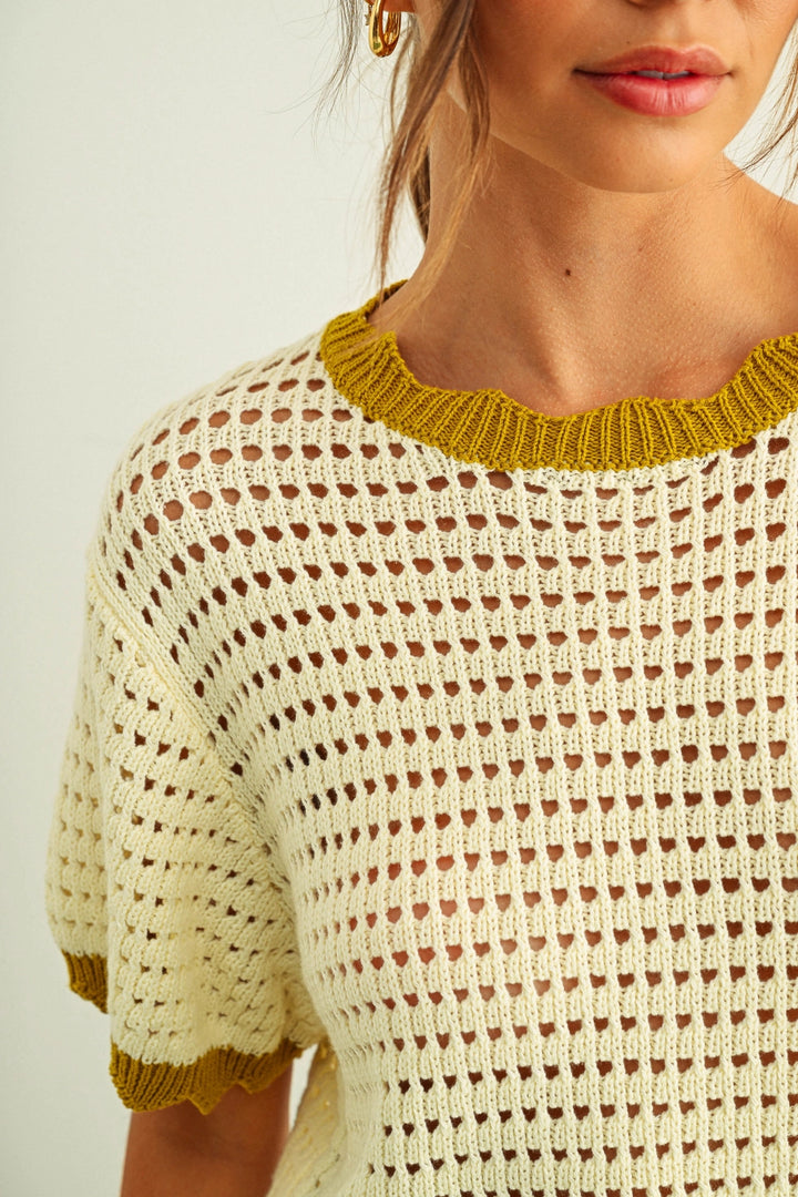 Zya Scallop Detail Knit Top