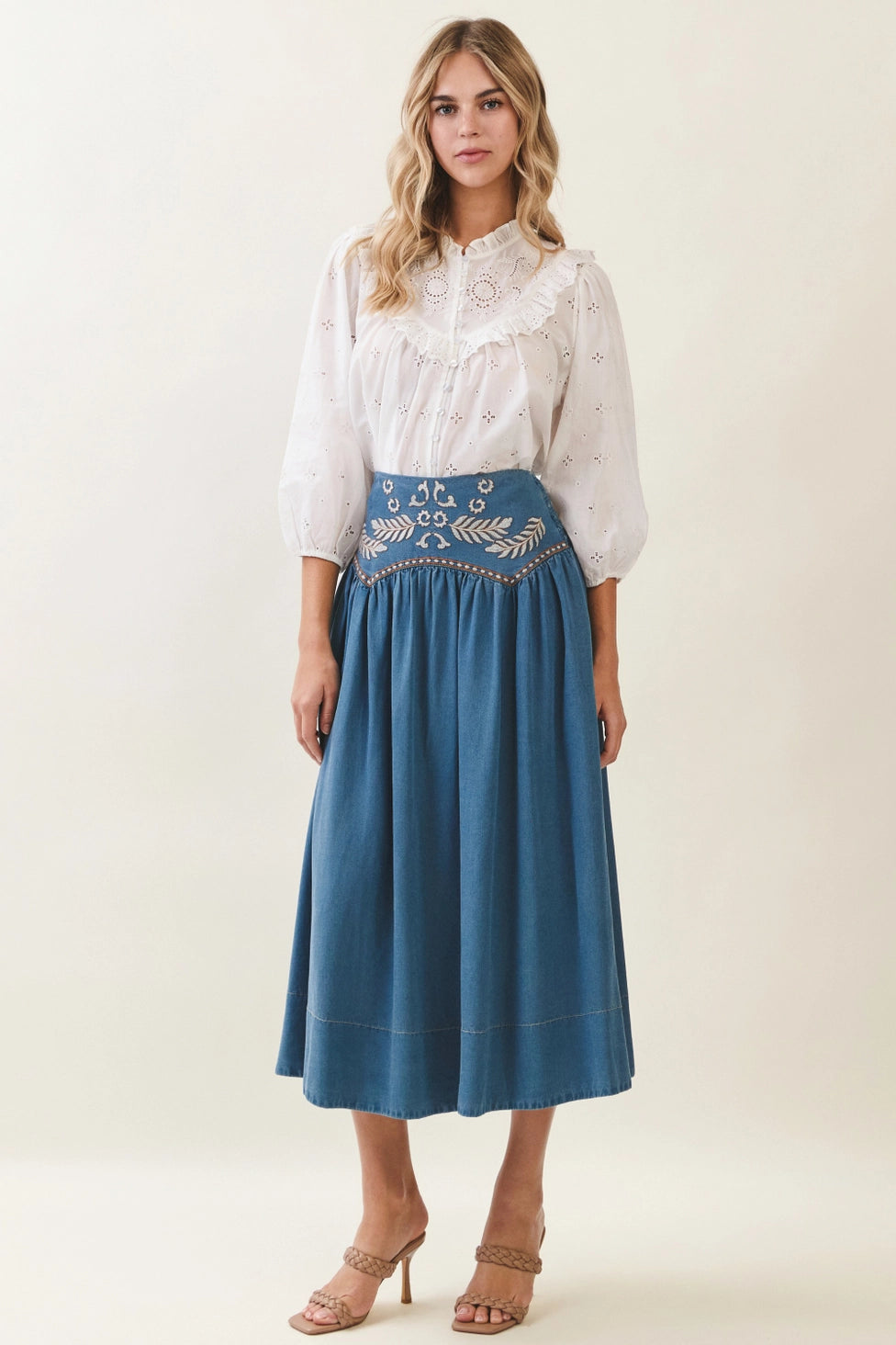 Season Calling Embroidered Skirt