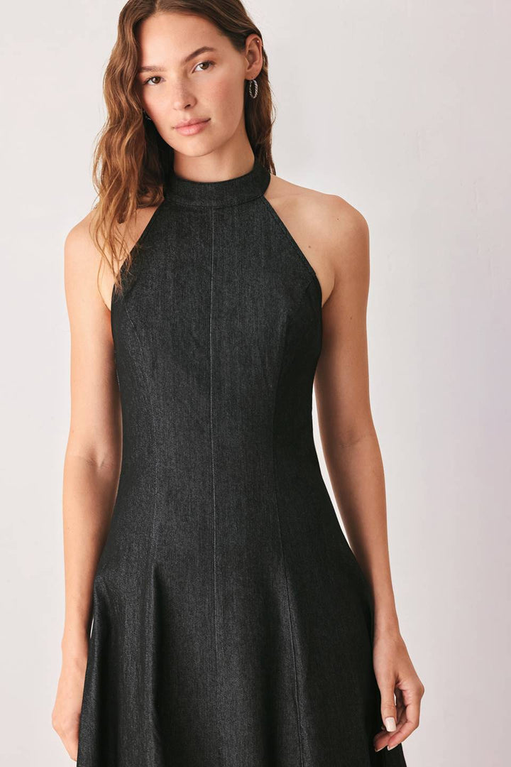 Villa Dark Denim Halter Dress
