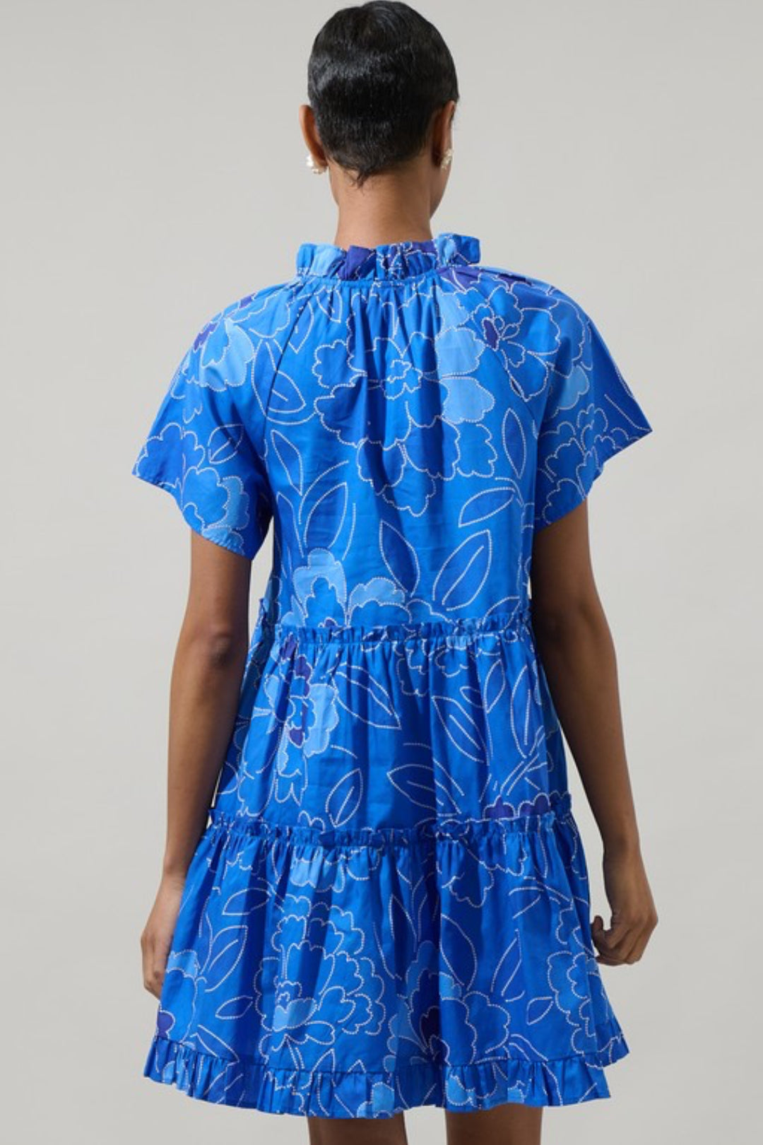 poplin tiered mini dress Quince Women's Poplin Tiered Mini Dress in Navy, Size XS