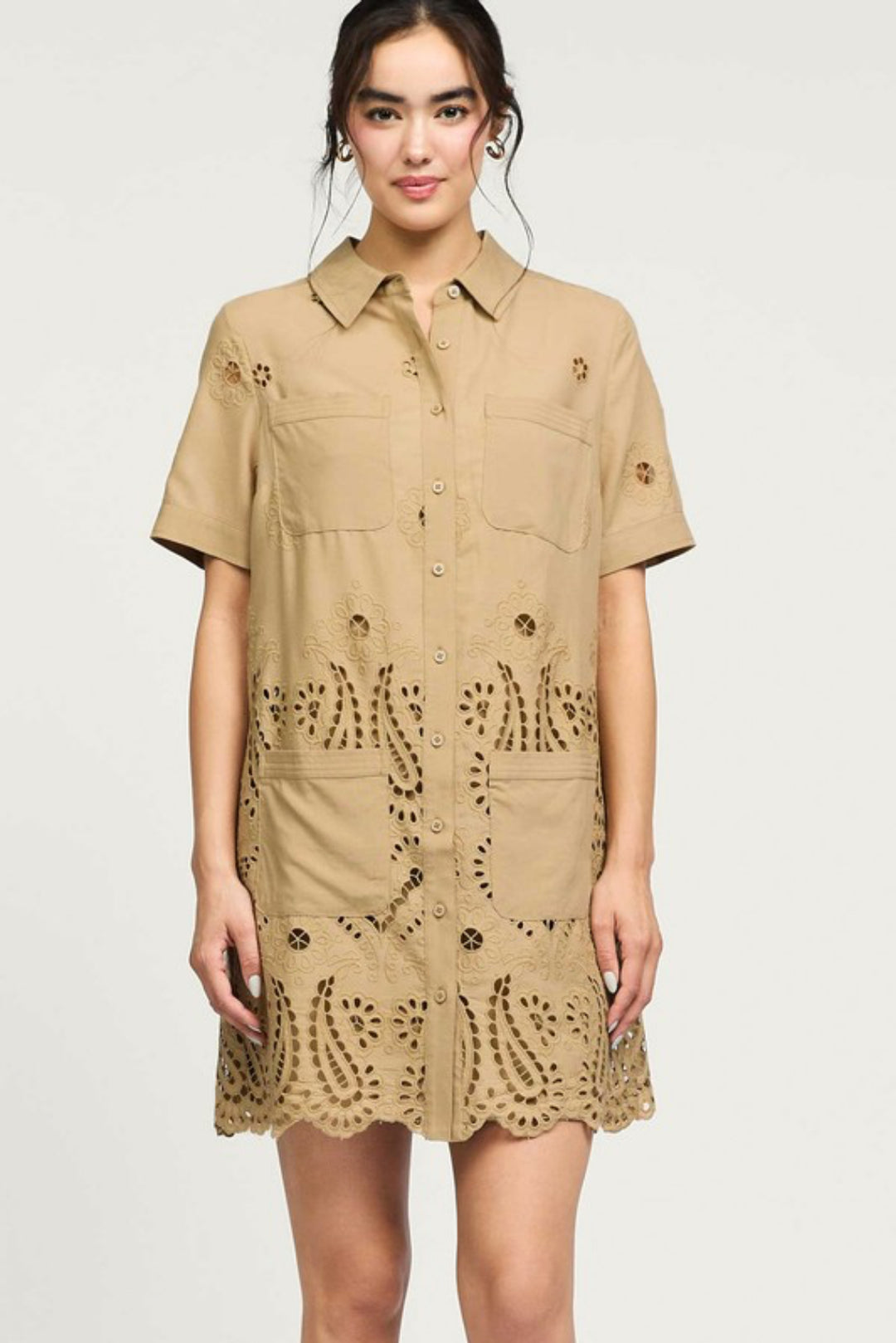 Delani Eyelet Embroidered Mini Dress