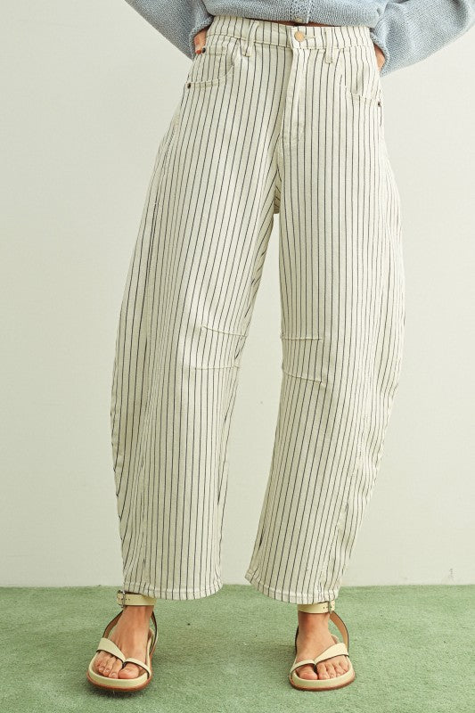 Piper Stripe Barrel Jeans