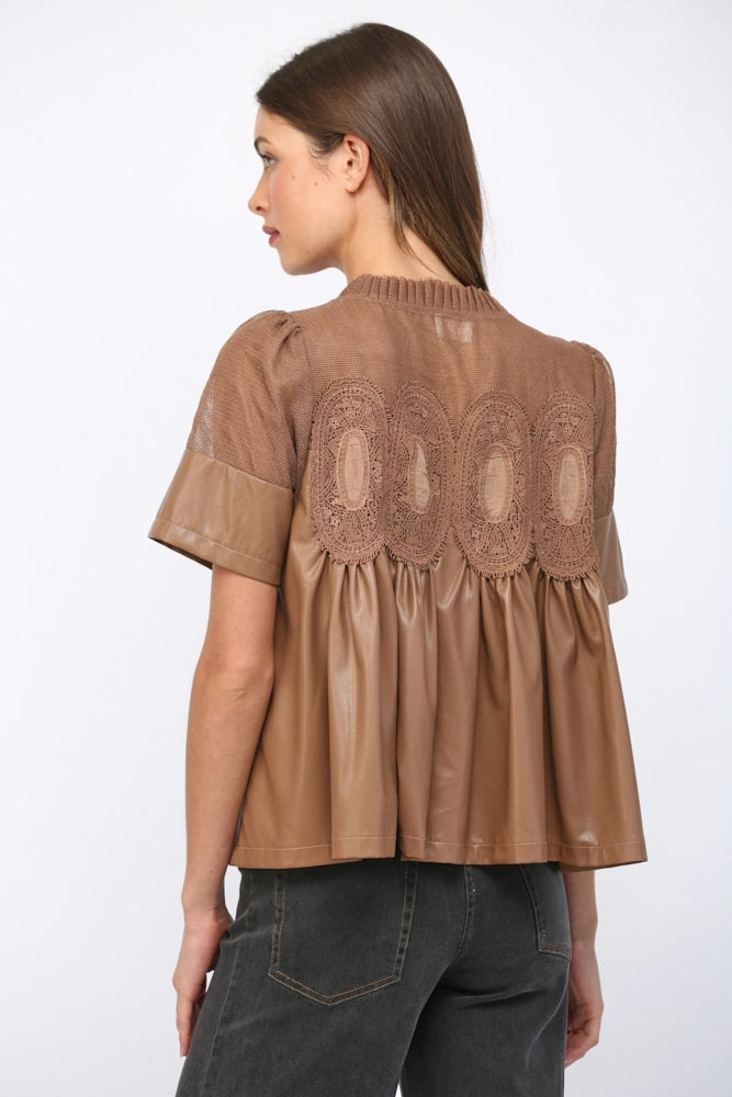 Lace Overlay Babydoll Top
