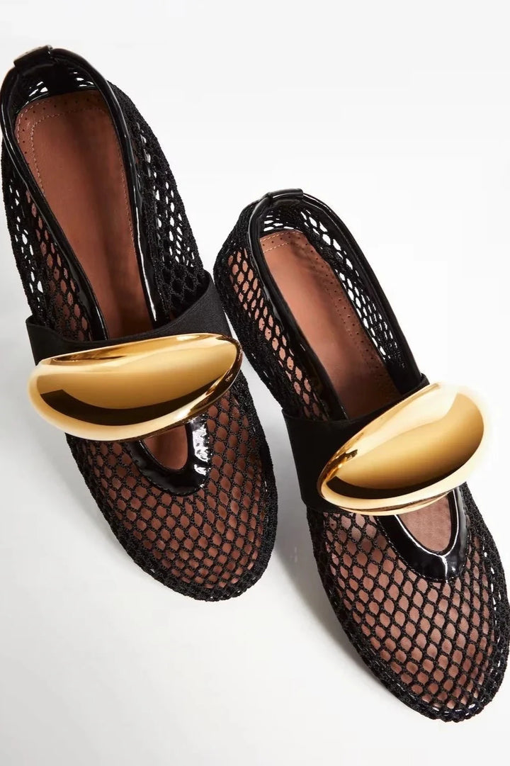 Fishnet Slip On Ballet Flats