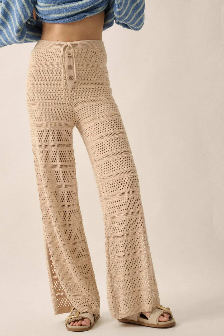 Daytime Hang Crochet Split Hem Pants