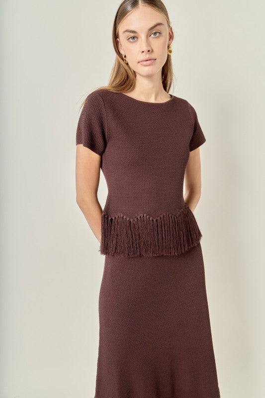 Neva Fringe Hem Knit Top