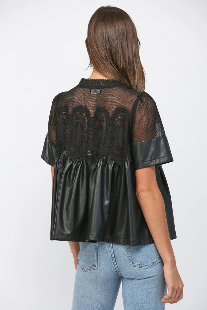 Lace Overlay Babydoll Top