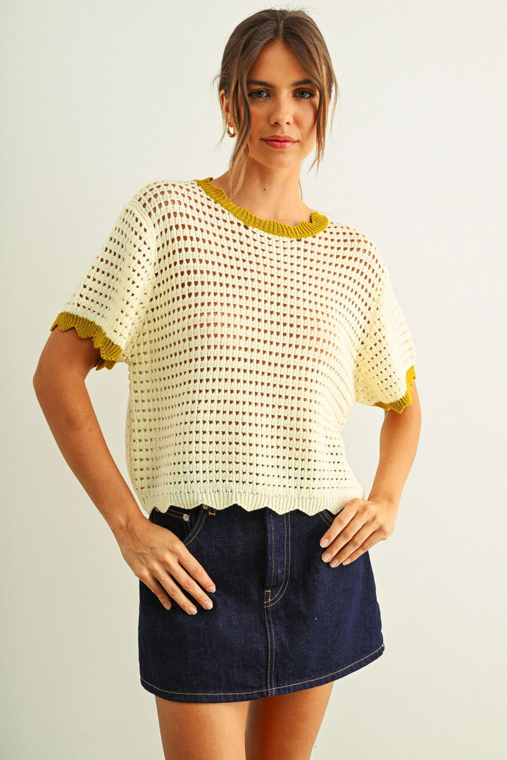 Zya Scallop Detail Knit Top