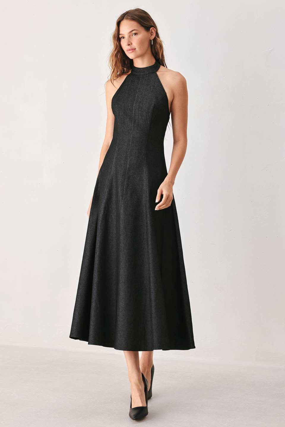 Villa Dark Denim Halter Dress