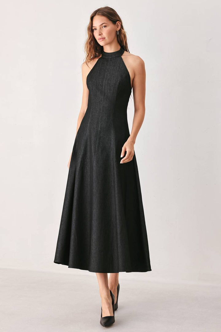 Villa Dark Denim Halter Dress