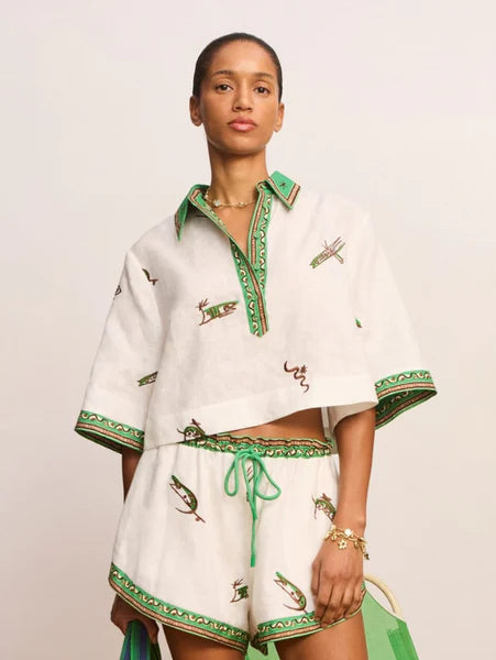 Resort Fever Button Top