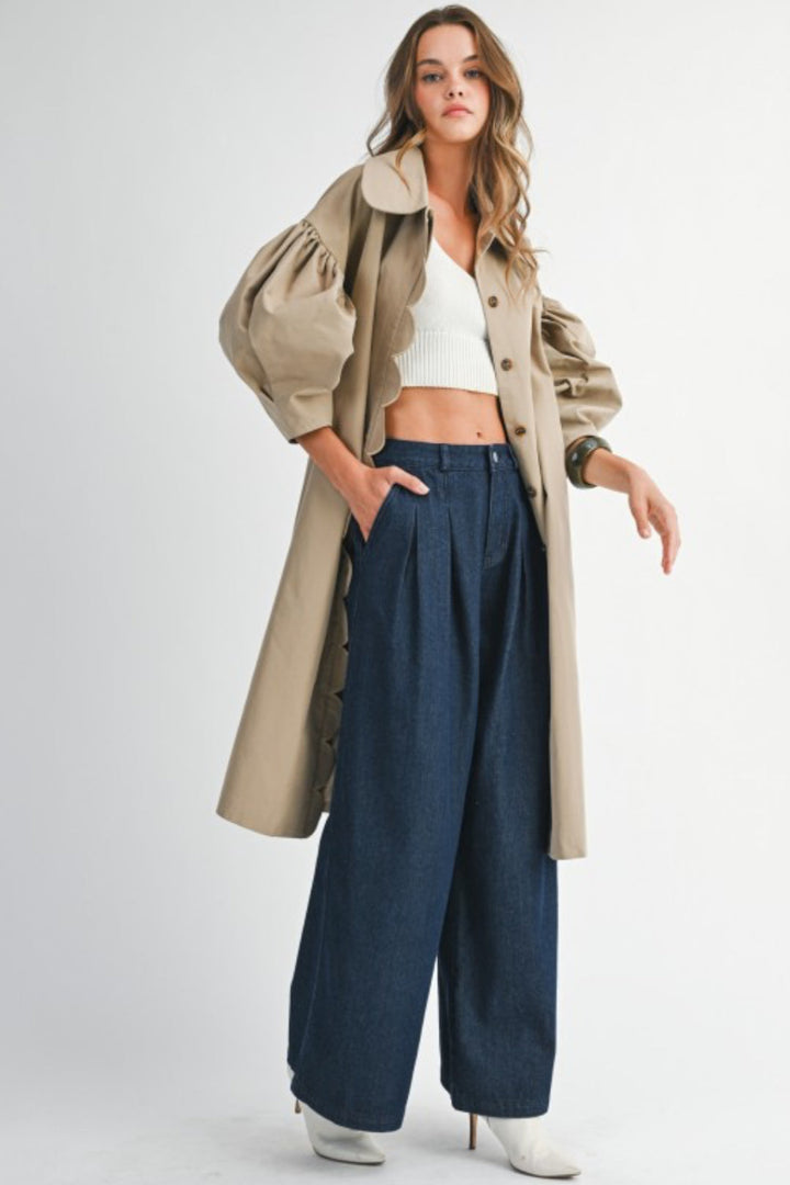 Puff Sleeve Scallop Trench