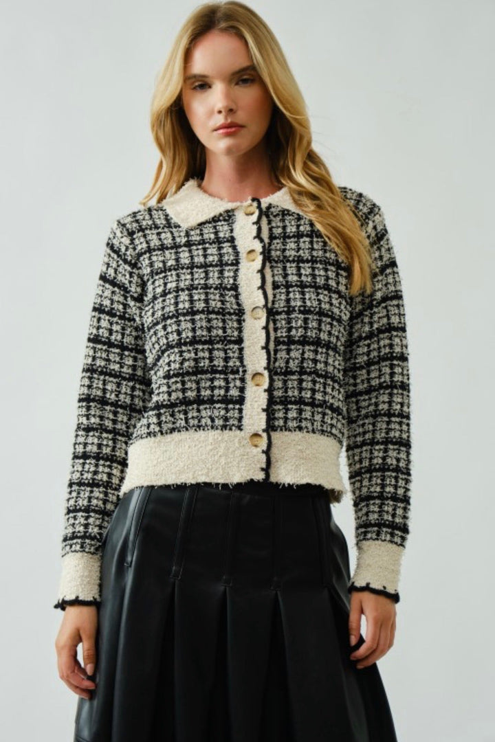 Monroe Tweed Style Button Cardigan