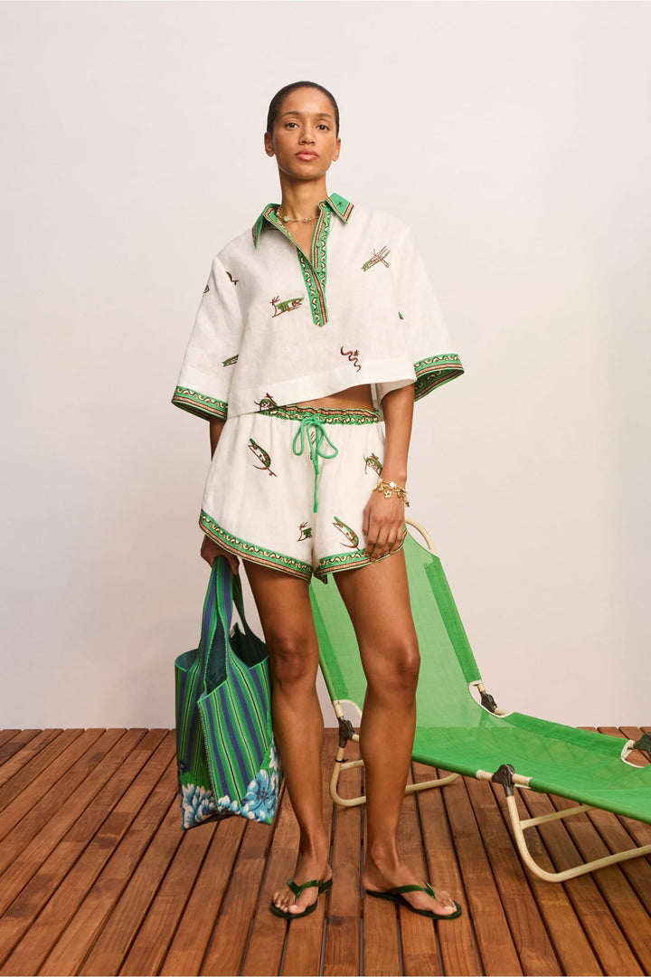 Resort Fever Button Top