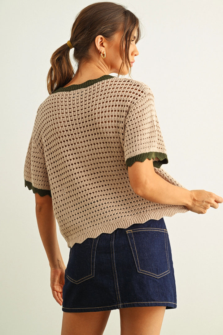 Zya Scallop Detail Knit Top