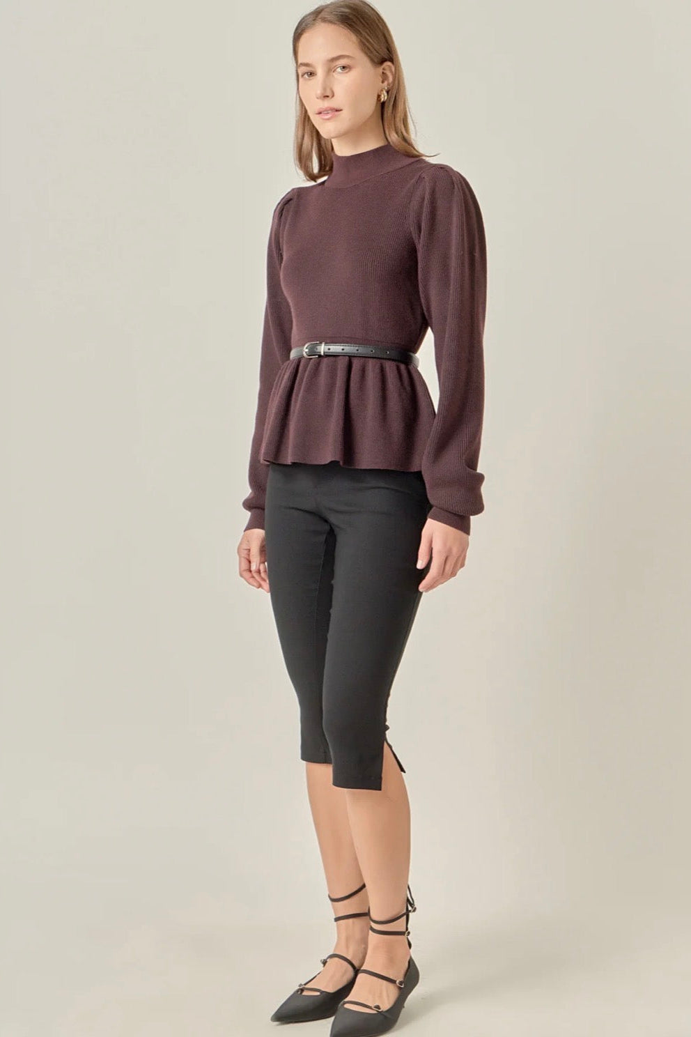 City Peplum Knit Sweater