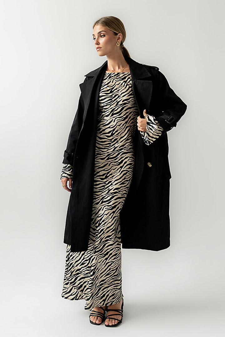 Satin Zebra Maxi Dress
