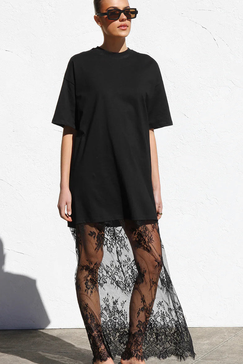 Visionary Lace Cotton Tee Dress
