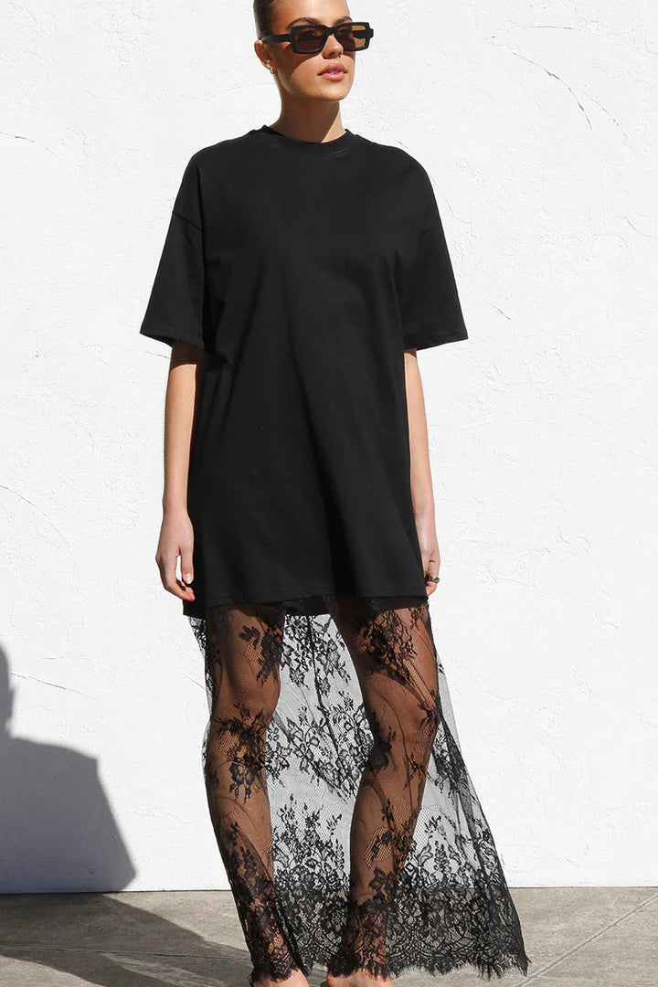 Visionary Lace Cotton Tee Dress