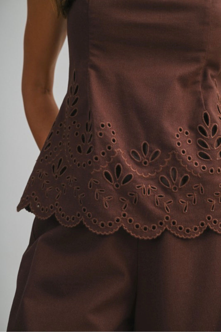 Amaya Embroidered Tie Strap Top