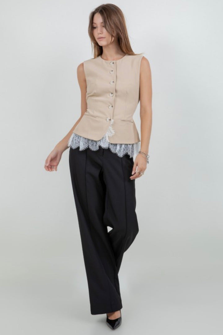 Stacy Structured Vest with Lace