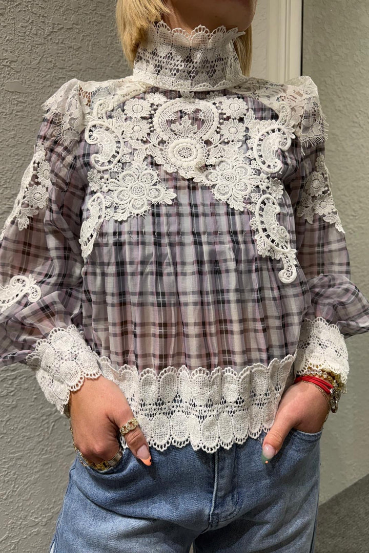 Darla Plaid Lace Top