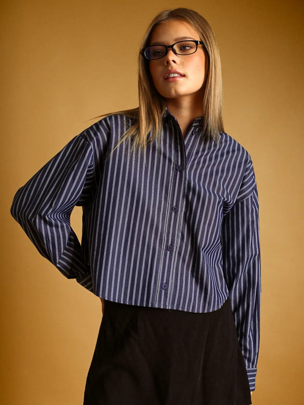 Marlan Stripe Button Up Top