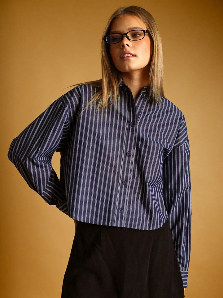 Marlan Stripe Button Up Top