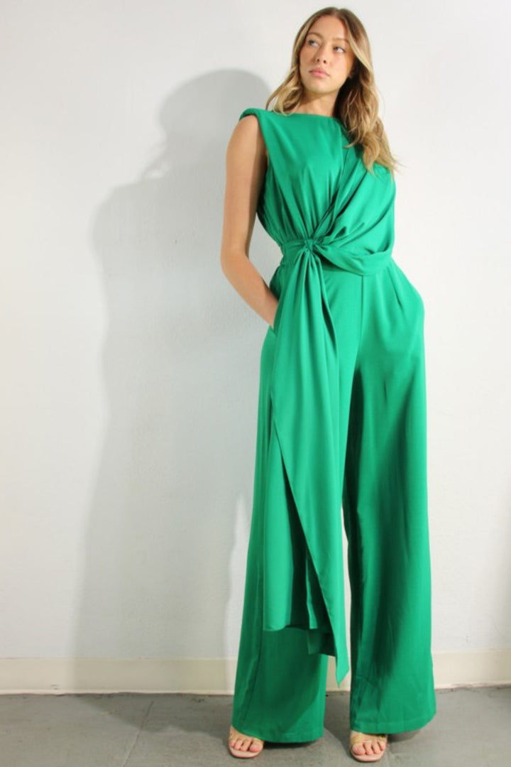 Collecting Compliments Drape Shoulder Jumpsuit